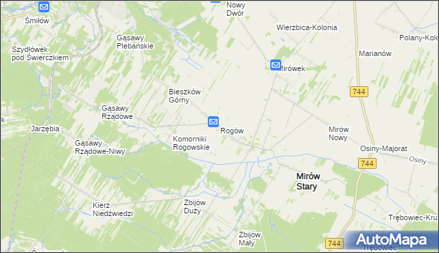mapa Rogów gmina Mirów, Rogów gmina Mirów na mapie Targeo