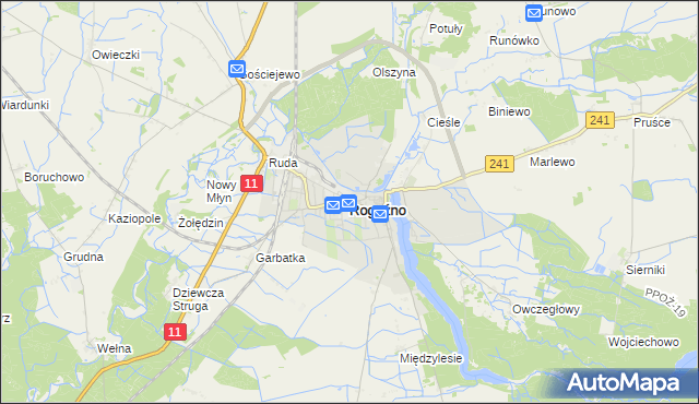 mapa Rogoźno powiat obornicki, Rogoźno powiat obornicki na mapie Targeo