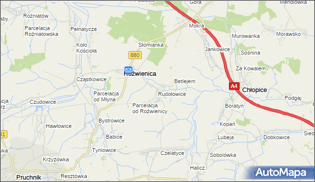 mapa Rudołowice, Rudołowice na mapie Targeo