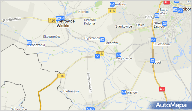 mapa Samborowice gmina Pietrowice Wielkie, Samborowice gmina Pietrowice Wielkie na mapie Targeo