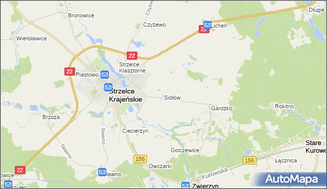 mapa Sidłów, Sidłów na mapie Targeo