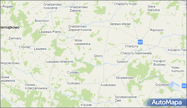 mapa Sikory gmina Raciąż, Sikory gmina Raciąż na mapie Targeo