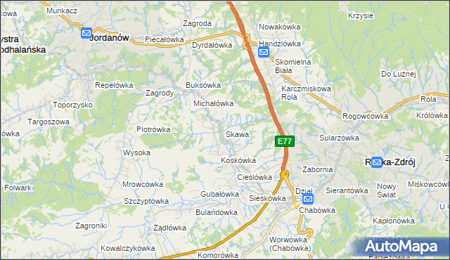mapa Skawa, Skawa na mapie Targeo