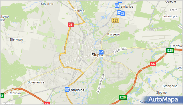mapa Słupska, Słupsk na mapie Targeo