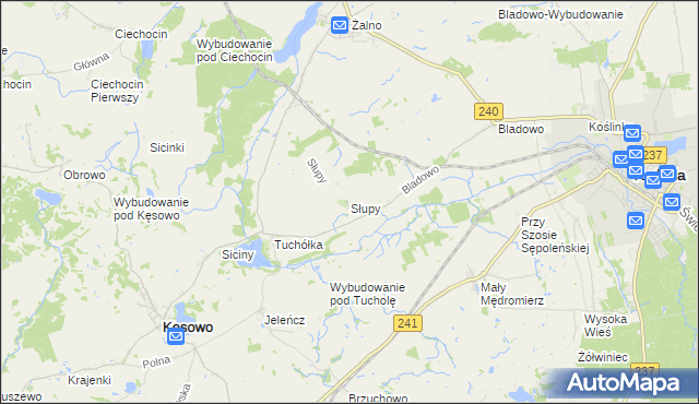 mapa Słupy gmina Tuchola, Słupy gmina Tuchola na mapie Targeo