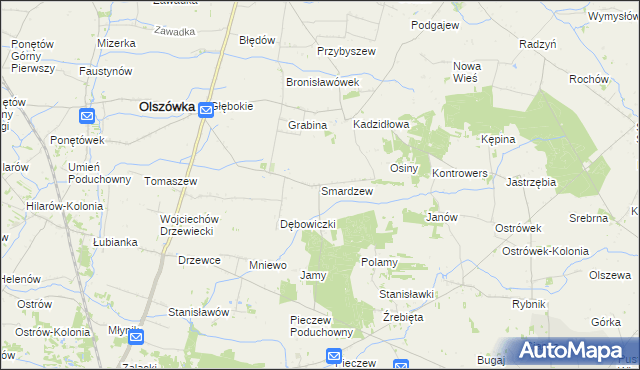 mapa Smardzew gmina Grabów, Smardzew gmina Grabów na mapie Targeo