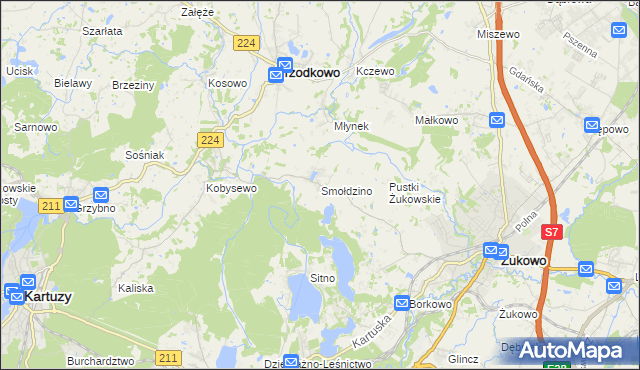 mapa Smołdzino gmina Przodkowo, Smołdzino gmina Przodkowo na mapie Targeo