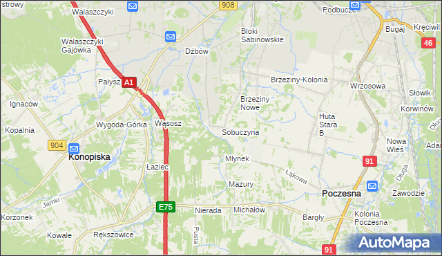 mapa Sobuczyna, Sobuczyna na mapie Targeo