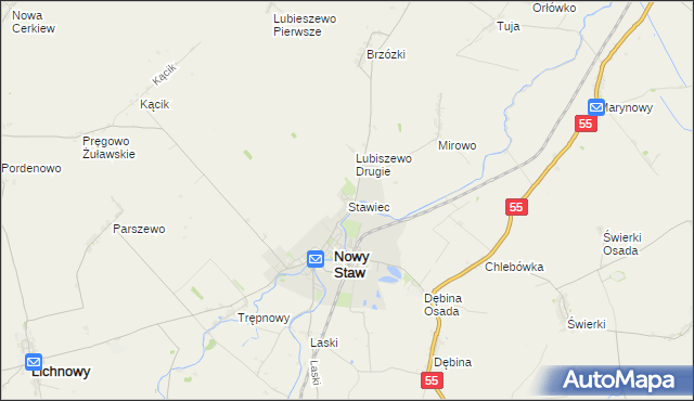 mapa Stawiec gmina Nowy Staw, Stawiec gmina Nowy Staw na mapie Targeo