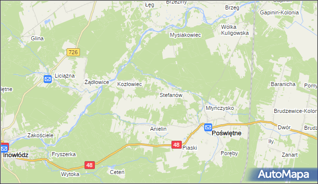 mapa Stefanów gmina Poświętne, Stefanów gmina Poświętne na mapie Targeo