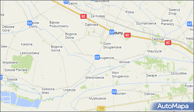 mapa Strugienice, Strugienice na mapie Targeo