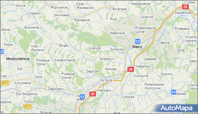 mapa Strzeszyn gmina Biecz, Strzeszyn gmina Biecz na mapie Targeo