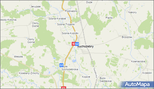 mapa Suchożebry, Suchożebry na mapie Targeo