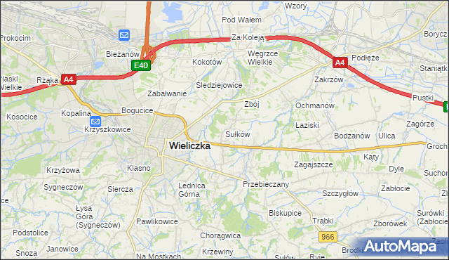 mapa Sułków gmina Wieliczka, Sułków gmina Wieliczka na mapie Targeo
