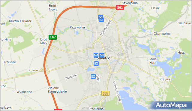 mapa Suwałk, Suwałki na mapie Targeo