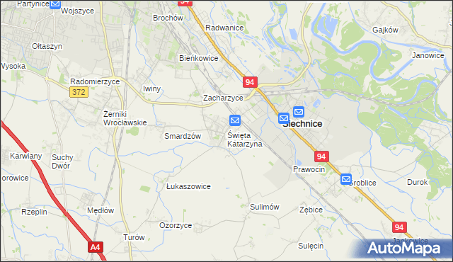 mapa Święta Katarzyna gmina Siechnice, Święta Katarzyna gmina Siechnice na mapie Targeo