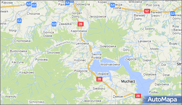 mapa Świnna Poręba, Świnna Poręba na mapie Targeo
