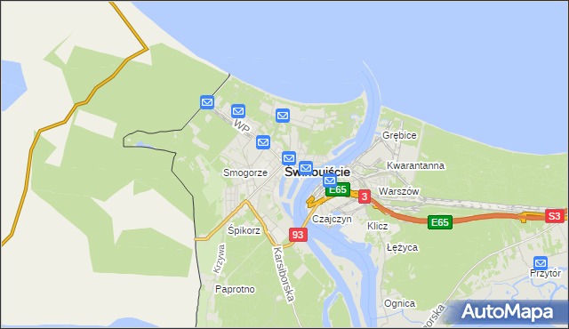 mapa Świnoujście, Świnoujście na mapie Targeo