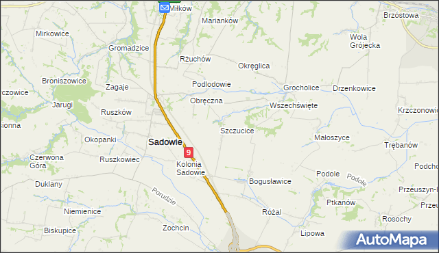 mapa Szczucice, Szczucice na mapie Targeo