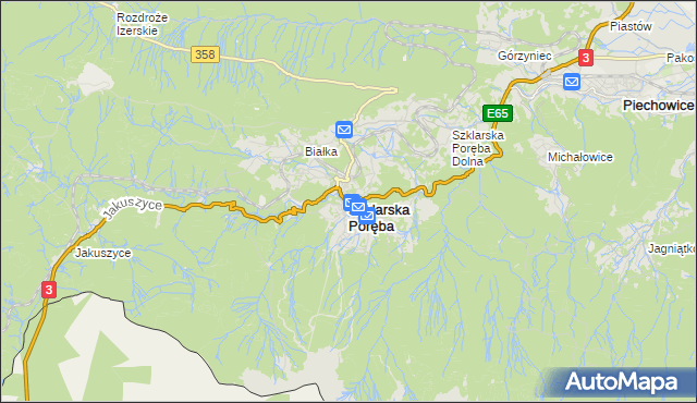 mapa Szklarska Poręba, Szklarska Poręba na mapie Targeo