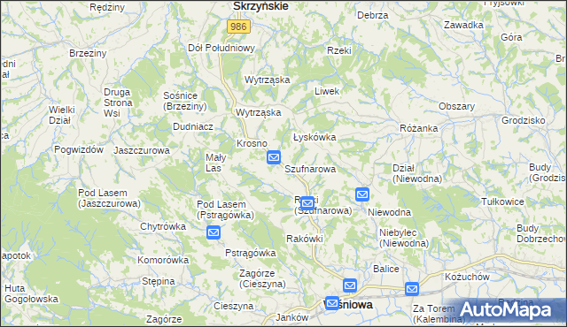 mapa Szufnarowa, Szufnarowa na mapie Targeo