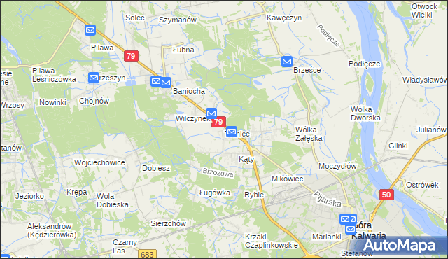mapa Tomice gmina Góra Kalwaria, Tomice gmina Góra Kalwaria na mapie Targeo