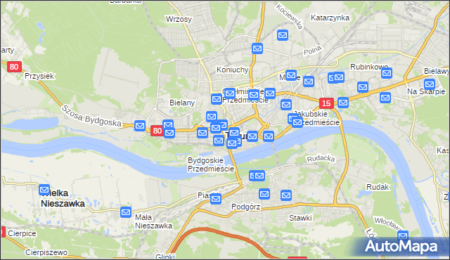 mapa Torunia, Toruń na mapie Targeo