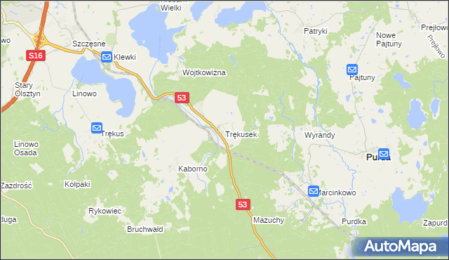 mapa Trękusek, Trękusek na mapie Targeo