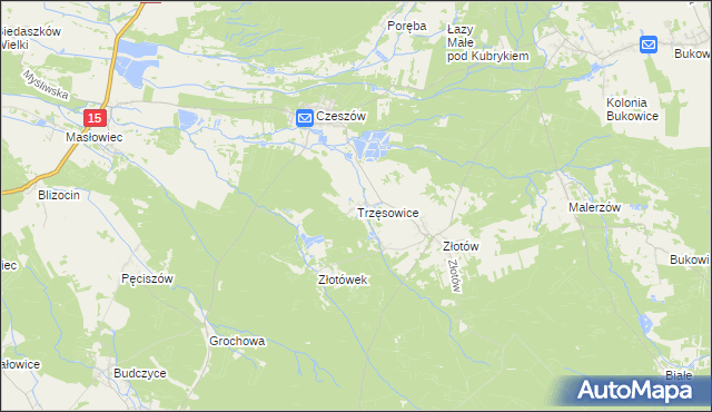 mapa Trzęsowice, Trzęsowice na mapie Targeo