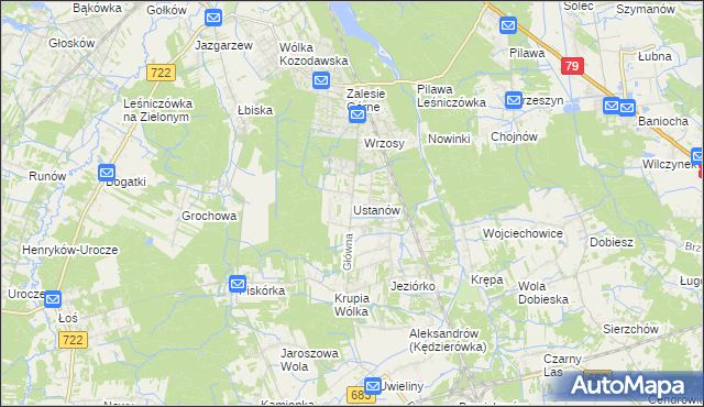 mapa Ustanów, Ustanów na mapie Targeo