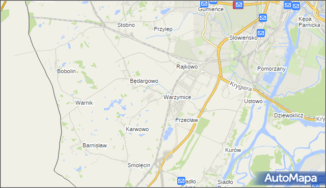 mapa Warzymice, Warzymice na mapie Targeo