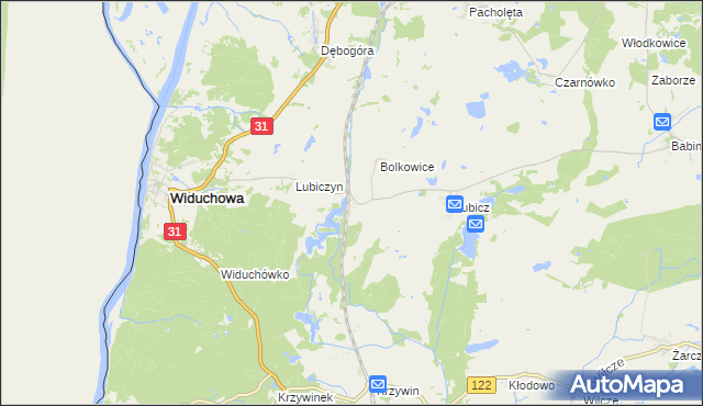 mapa Widuchowa-Stacja, Widuchowa-Stacja na mapie Targeo