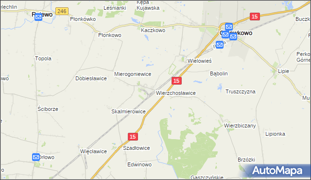 mapa Wierzchosławice gmina Gniewkowo, Wierzchosławice gmina Gniewkowo na mapie Targeo
