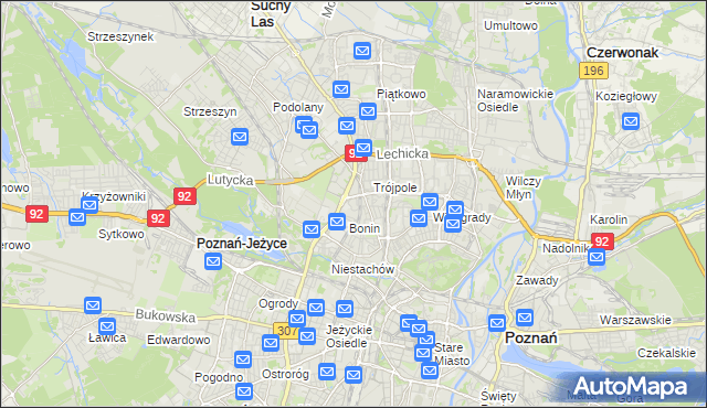 mapa Winiary gmina Poznań, Winiary gmina Poznań na mapie Targeo