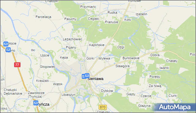 mapa Wylewa, Wylewa na mapie Targeo