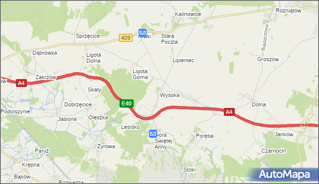 mapa Wysoka gmina Leśnica, Wysoka gmina Leśnica na mapie Targeo