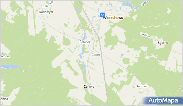 mapa Żabin gmina Wierzchowo, Żabin gmina Wierzchowo na mapie Targeo