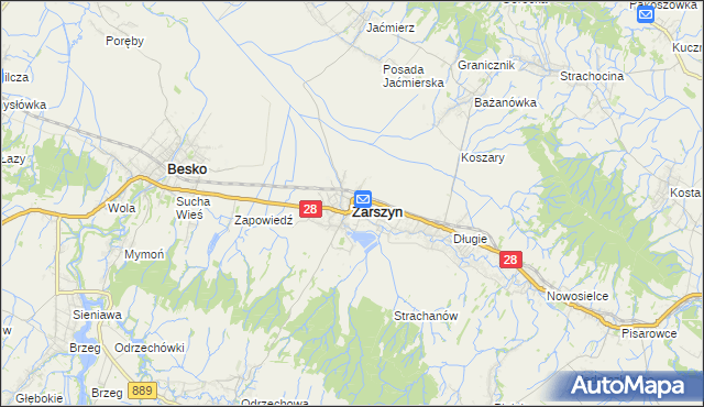 mapa Zarszyn, Zarszyn na mapie Targeo