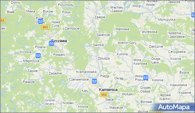 mapa Zbludza, Zbludza na mapie Targeo