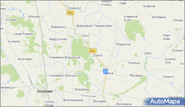 mapa Zbójno gmina Gozdowo, Zbójno gmina Gozdowo na mapie Targeo