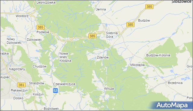 mapa Żdanów gmina Stoszowice, Żdanów gmina Stoszowice na mapie Targeo