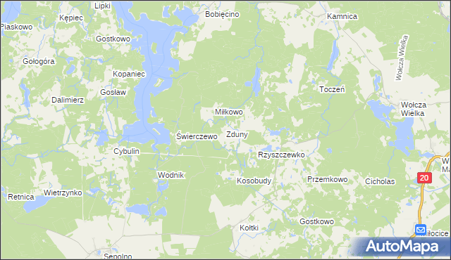 mapa Zduny gmina Biały Bór, Zduny gmina Biały Bór na mapie Targeo