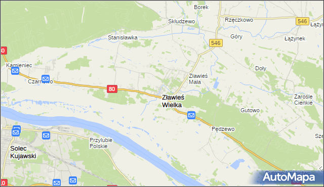 mapa Zławieś Wielka, Zławieś Wielka na mapie Targeo