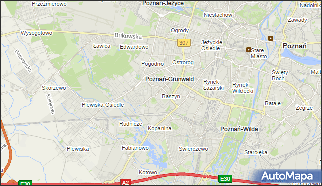 mapa Raszyn gmina Poznań, Raszyn gmina Poznań na mapie Targeo