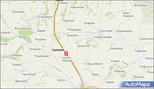 mapa Szczucice, Szczucice na mapie Targeo