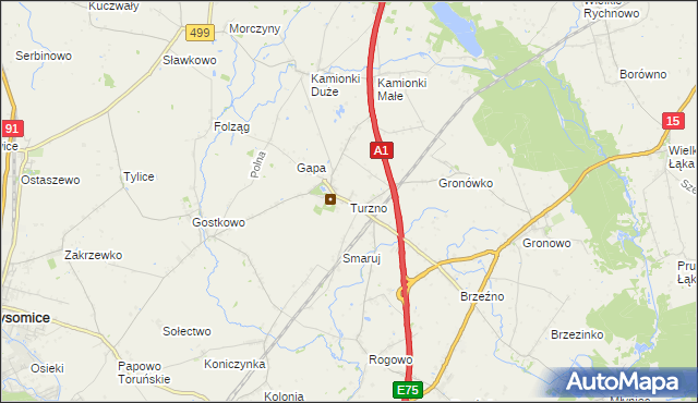 mapa Turzno gmina Łysomice, Turzno gmina Łysomice na mapie Targeo