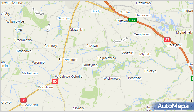 mapa Bogusławice gmina Płońsk, Bogusławice gmina Płońsk na mapie Targeo