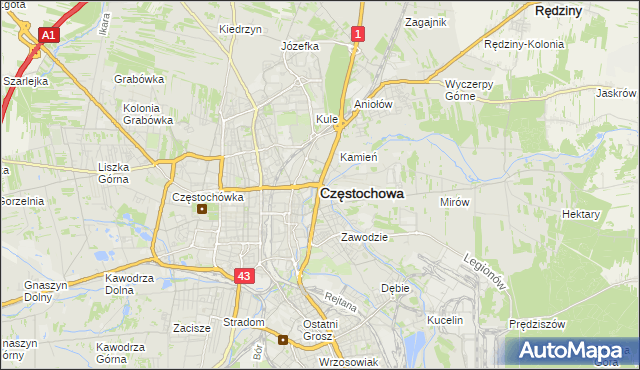 mapa Częstochowy, Częstochowa na mapie Targeo