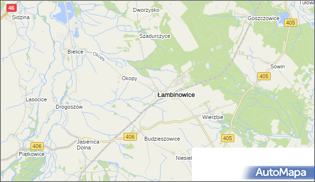 mapa Łambinowice, Łambinowice na mapie Targeo