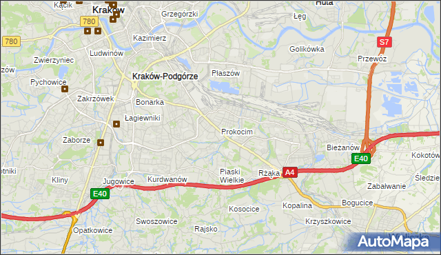 mapa Prokocim, Prokocim na mapie Targeo